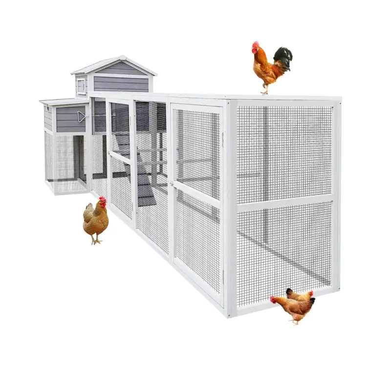 150" Extra Large Chicken Coop – Outdoor Wooden Hen House with Black Rust-Proof Metal Wire, 2 Nesting Boxes, 5 Perches for Poultry, Secure and Durable Chicken Cage